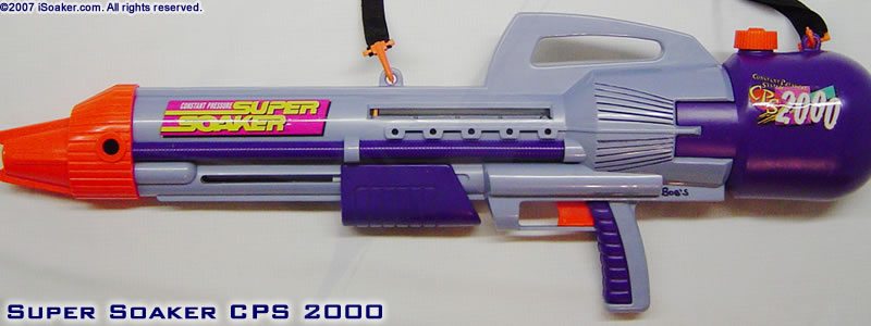 Super Soaker CPS 2000 Here is the coveted gun.  It was discontinued because it was so powerful it hurt the skin.  There aren't many of these out there but once laid waste to everyone on the water battlefield. 